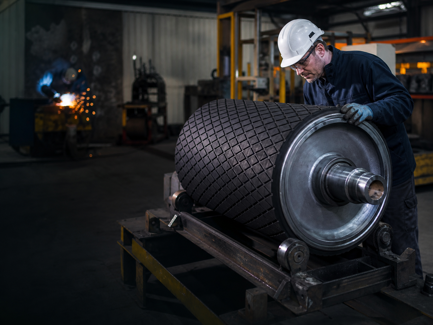Pekerjaan pulley dan roller di workshop