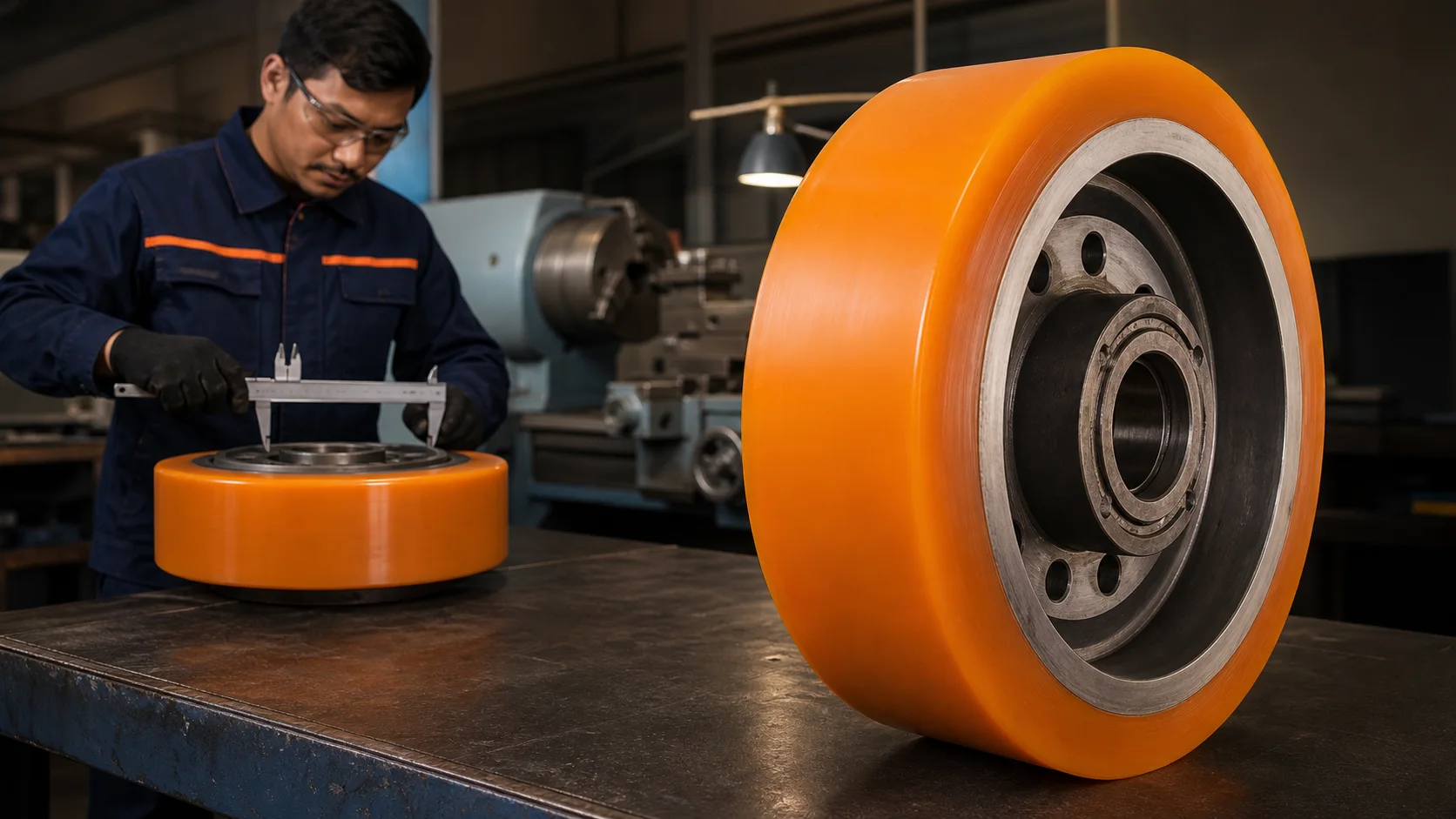 Inspeksi roda setelah relining polyurethane