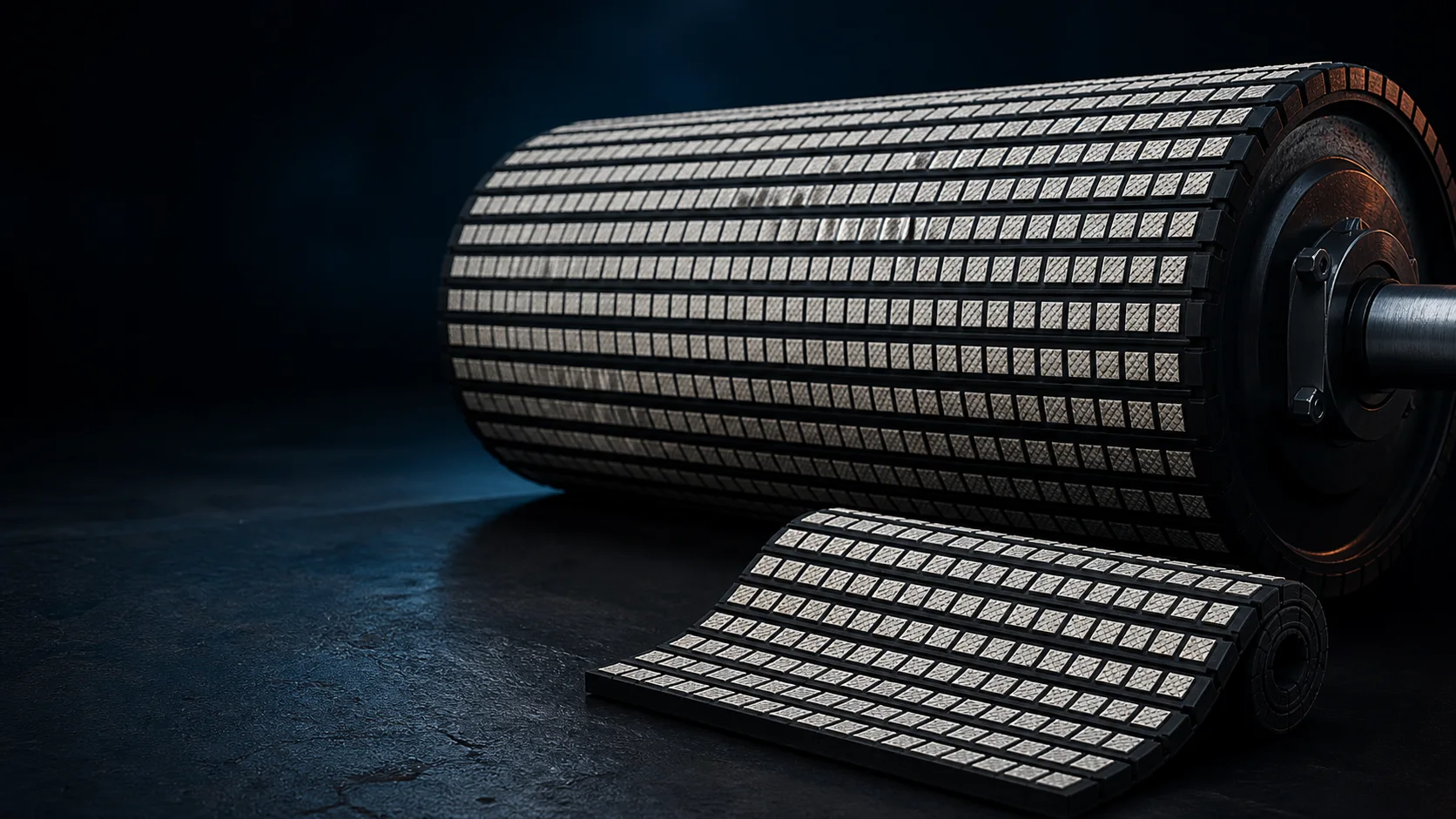 Rubber lagging ceramic untuk pulley conveyor